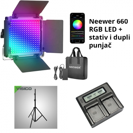 Neewer 660 RGB PRO (Power 50W)  LED + Visico LS-8005 + NP-970 punjač